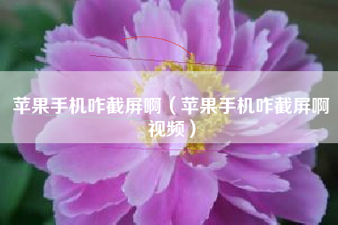 苹果手机咋截屏啊（苹果手机咋截屏啊视频）